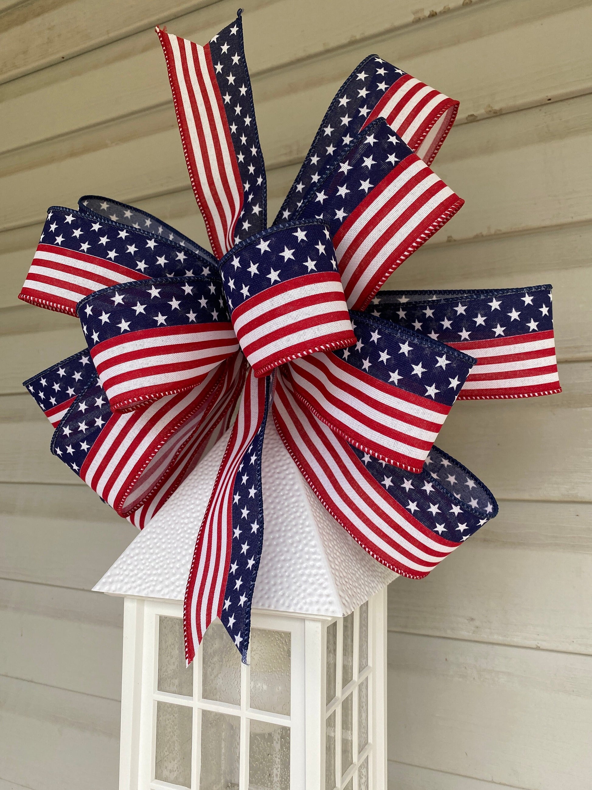 Large Patriotic Wreath Bow for July 4th Decor, USA bow, July 4th Bow, Patriotic Mailbox Bow, Patriotic Bow, Flag Decor, Summer Lantern Bow,