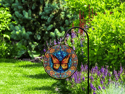 Monarch Butterfly Wind Spinner, Hanging Stained Glass Effect Butterfly Wind Spinner, Butterfly Gifts, Yard Art Metal Butterfly Sun Catcher
