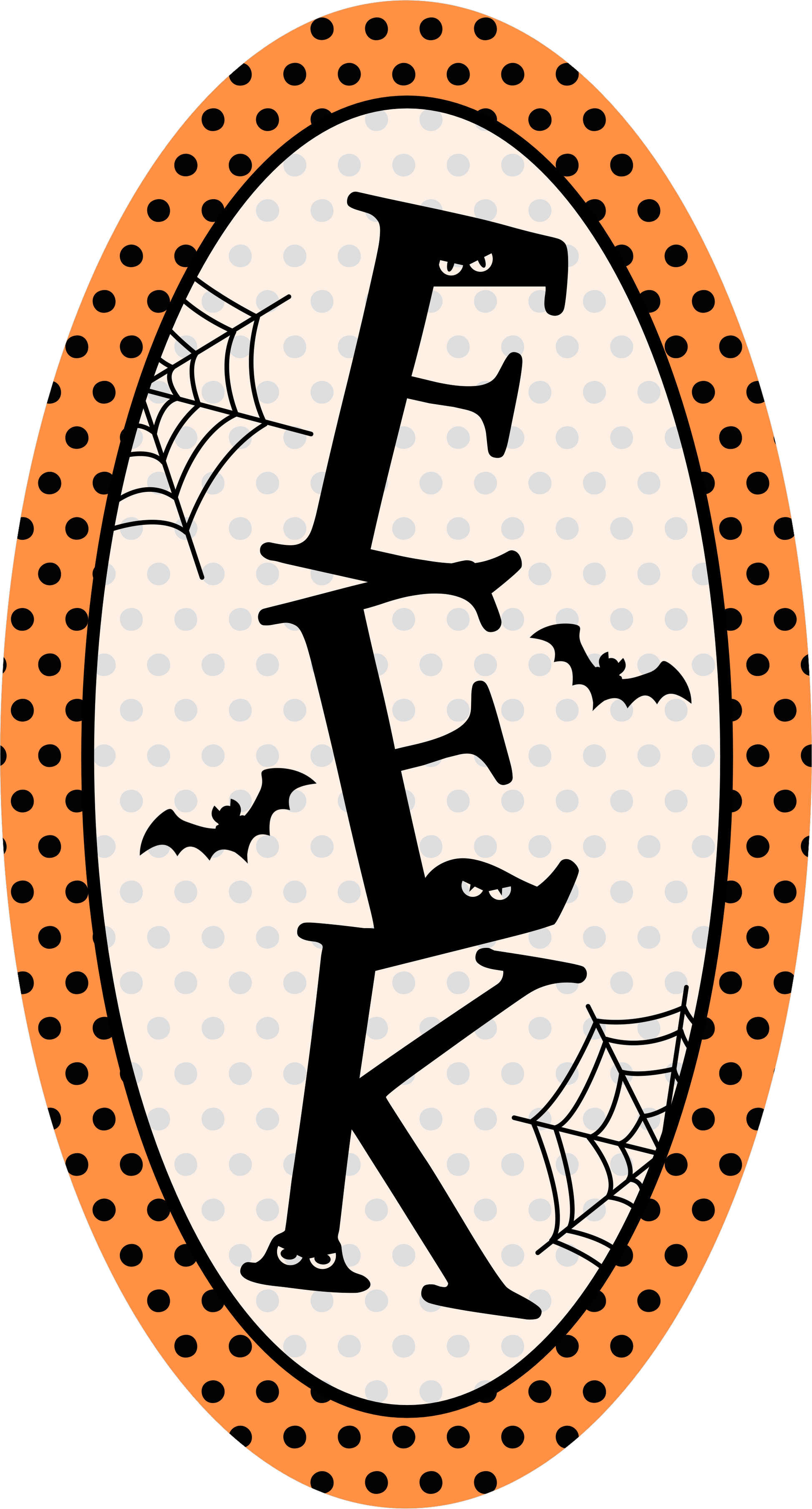 Eek Bats Orange Black Polka Dots Oval Wreath Sign