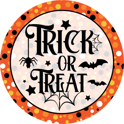 Orange Border Trick or Treat Round Wreath Sign