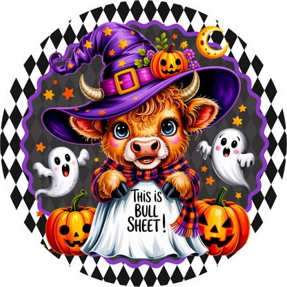 Cow Ghost Bull Sheet Round Wreath Sign