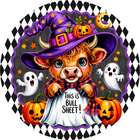 Cow Ghost Bull Sheet Round Wreath Sign