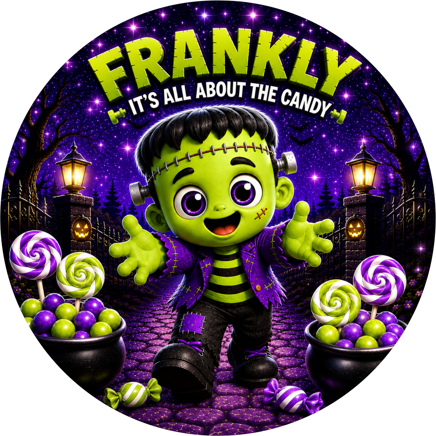 Frankly It's All About the Candy Round Wreath Sign