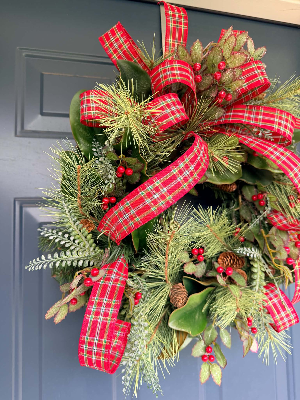 Faux Mixed Greens Traditional Christmas Wreath