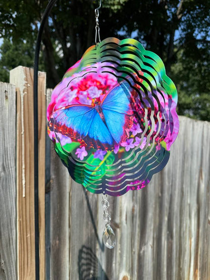 Blue Butterfly Wind Spinner