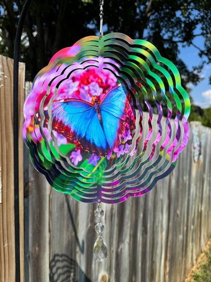 Blue Butterfly Wind Spinner