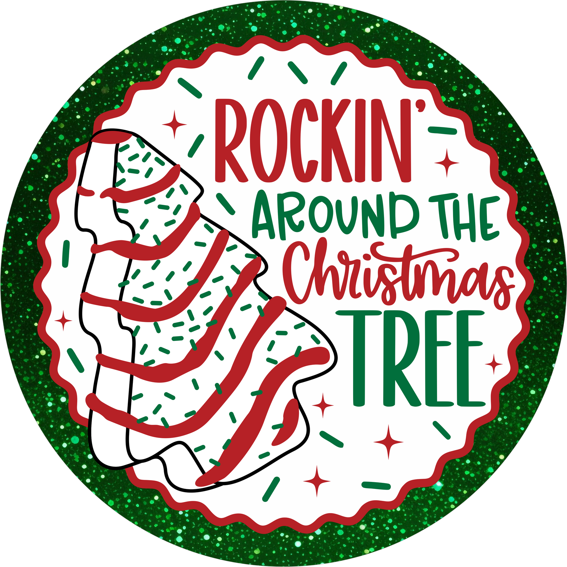 Rockin' Around the Christmas Tree — Round Wreath Sign