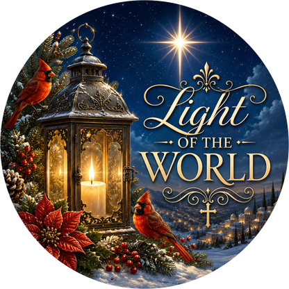 Light of the World — Christmas Round Wreath Sign