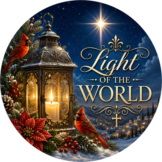 Light of the World — Christmas Round Wreath Sign