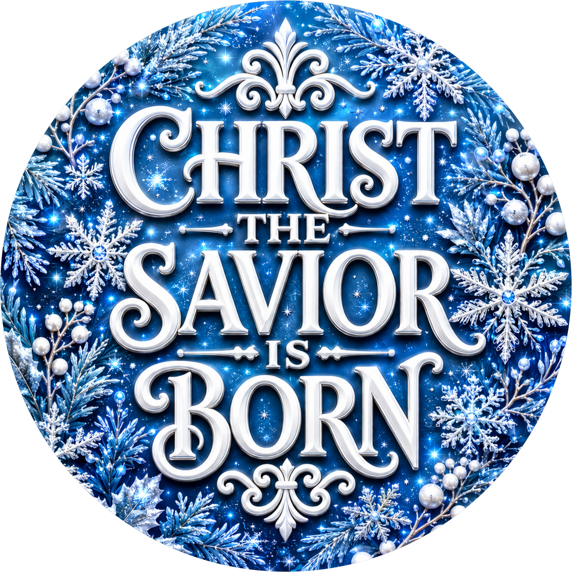 Christ the Savior — Christmas Round Wreath Sign