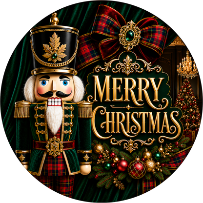 Traditional Nutcracker — Christmas Round Wreath Sign