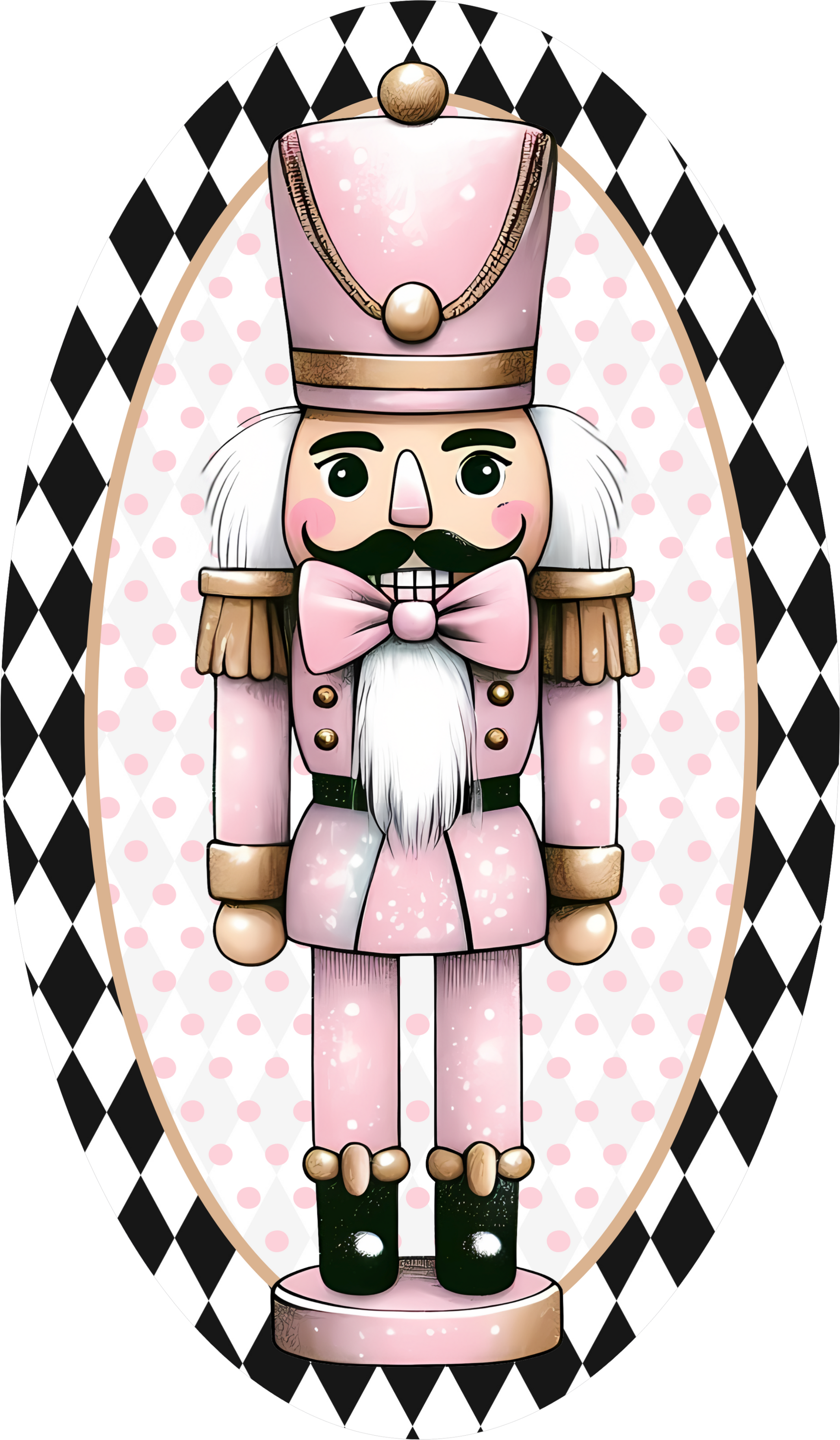 Pink Nutcracker — Christmas Oval Wreath Sign