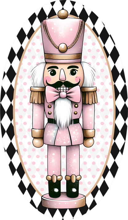 Pink Nutcracker — Christmas Oval Wreath Sign