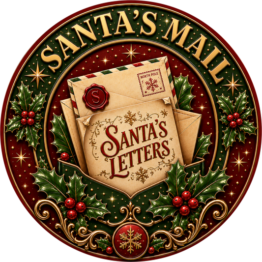 Santa's Mail — Christmas Round Wreath Sign