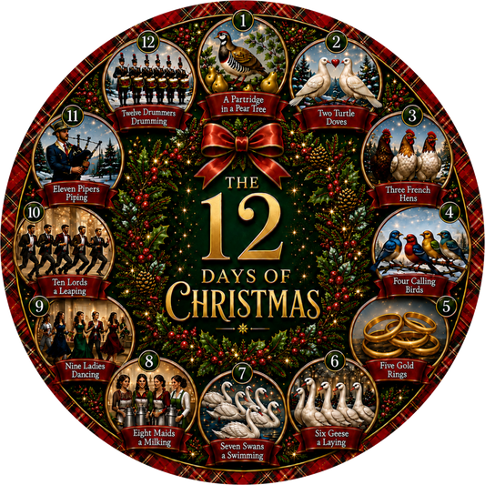 The 12 Days of Christmas — Round Wreath Sign