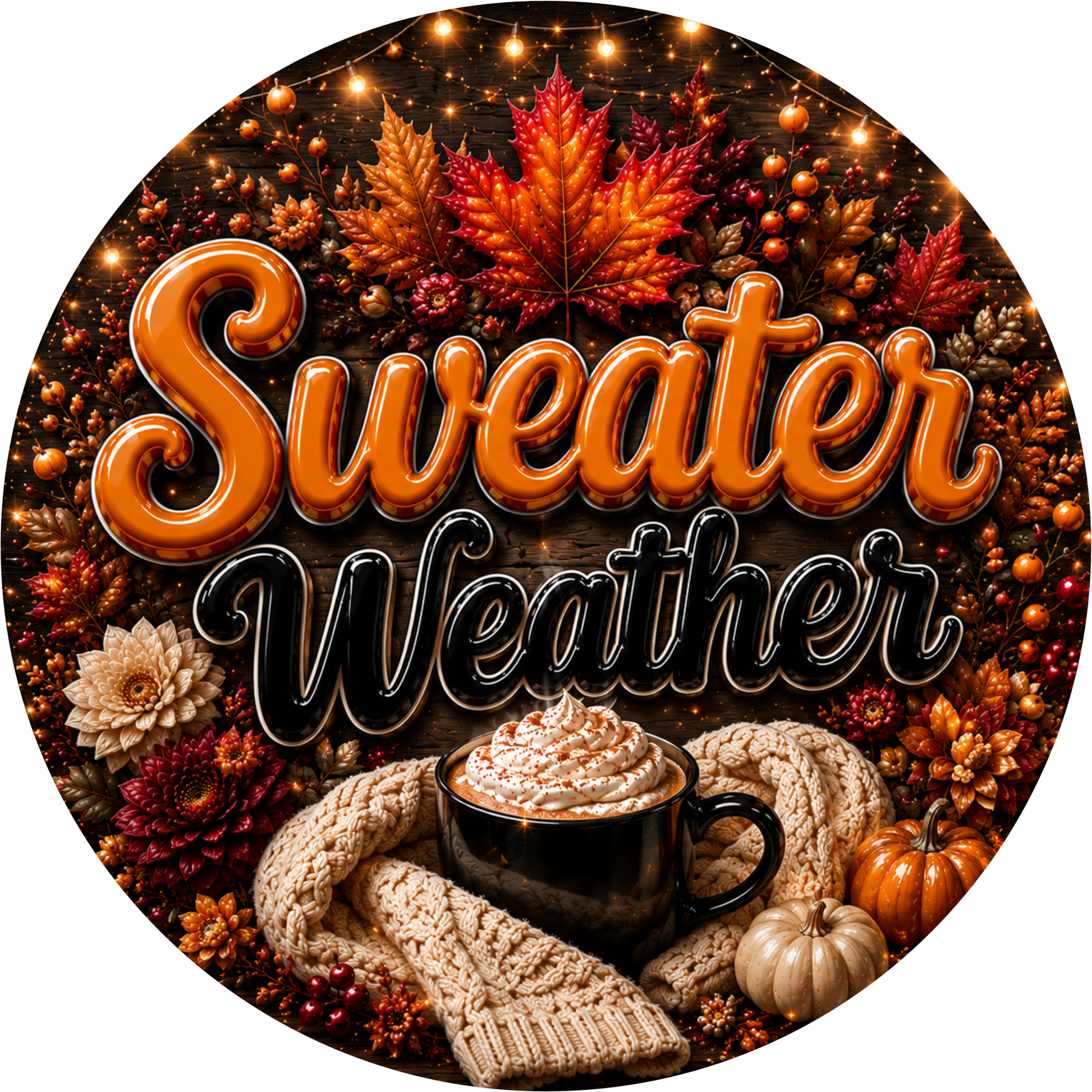 Sweater Weather — Winter Round Wreath Sign