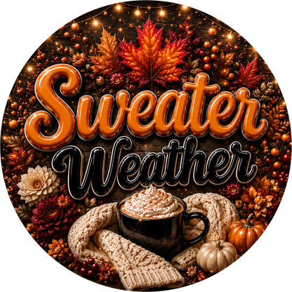 Sweater Weather — Winter Round Wreath Sign