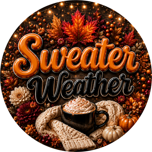 Sweater Weather — Winter Round Wreath Sign