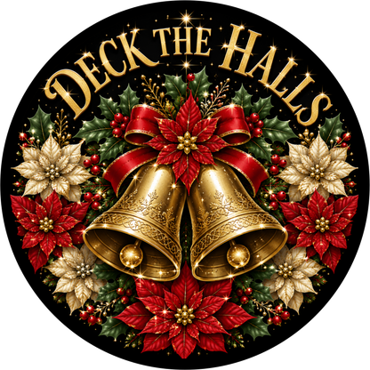 Deck the Halls — Christmas Round Wreath Sign