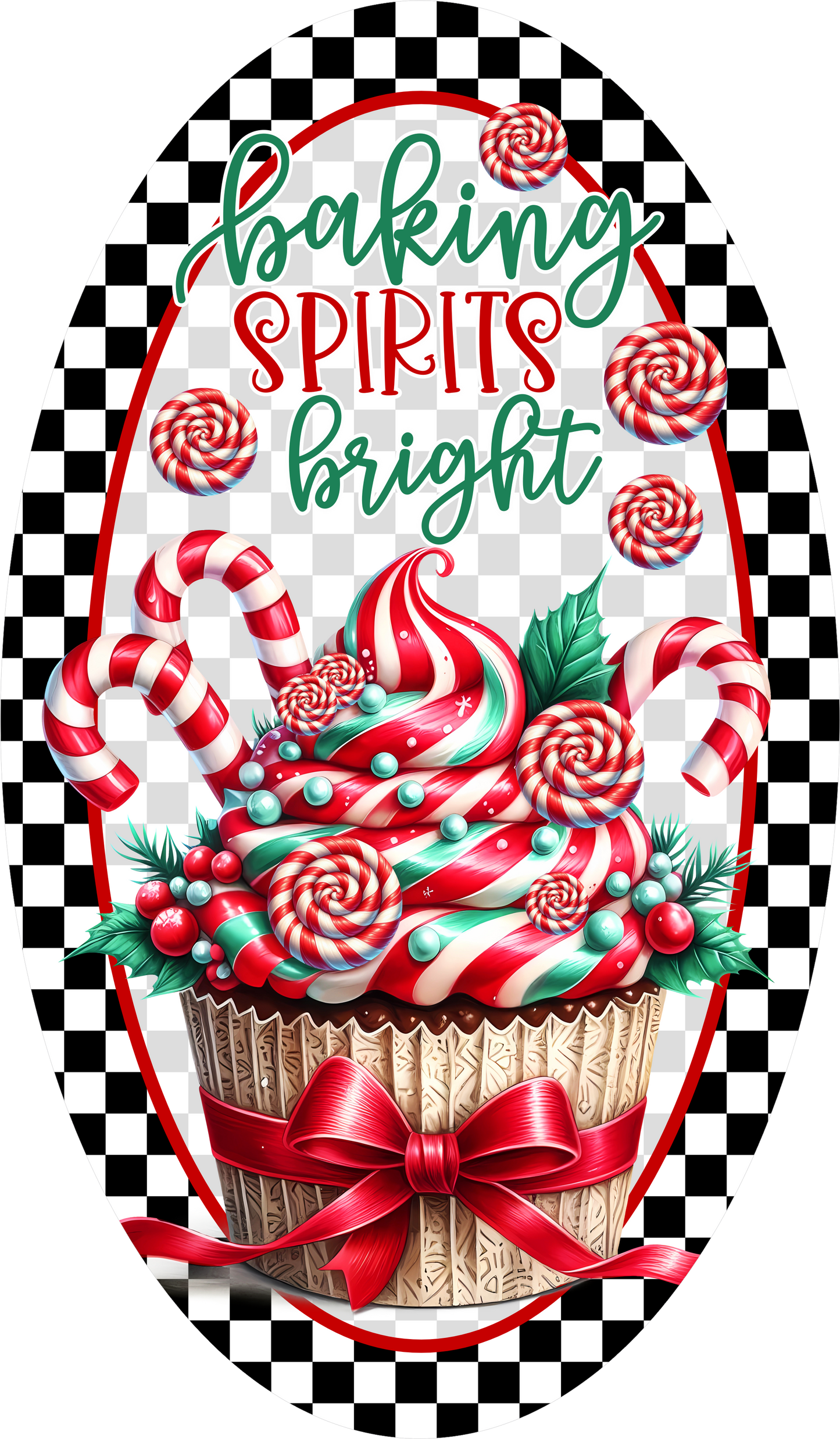 Baking Spirits Bright — Christmas Oval Wreath Sign