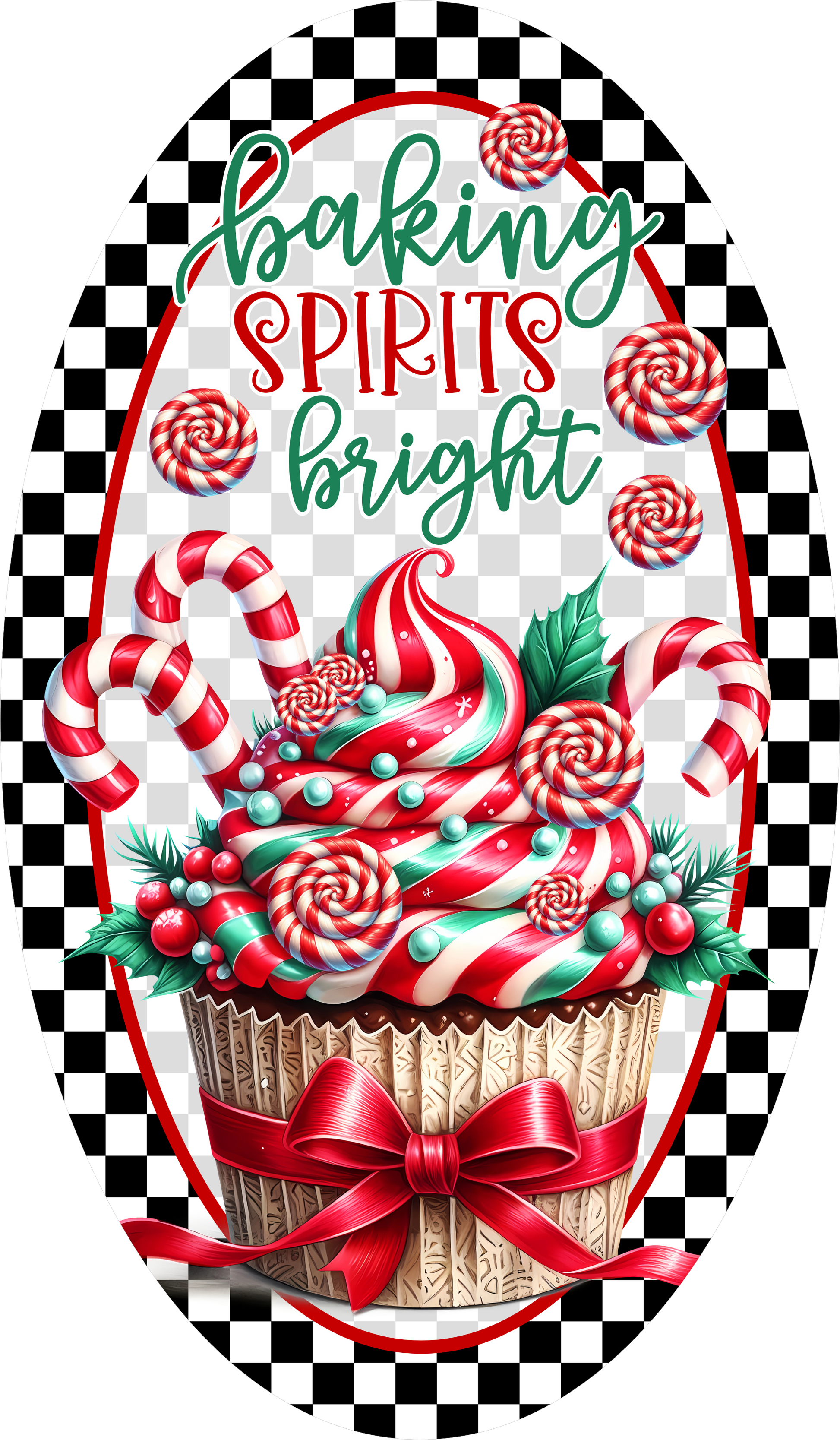 Baking Spirits Bright — Christmas Oval Wreath Sign