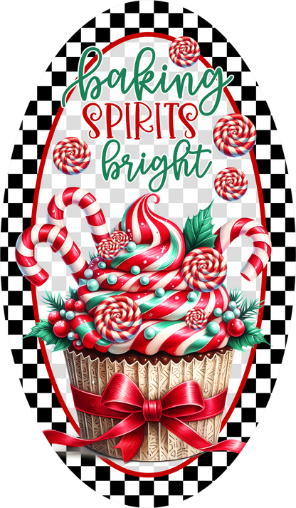 Baking Spirits Bright — Christmas Oval Wreath Sign