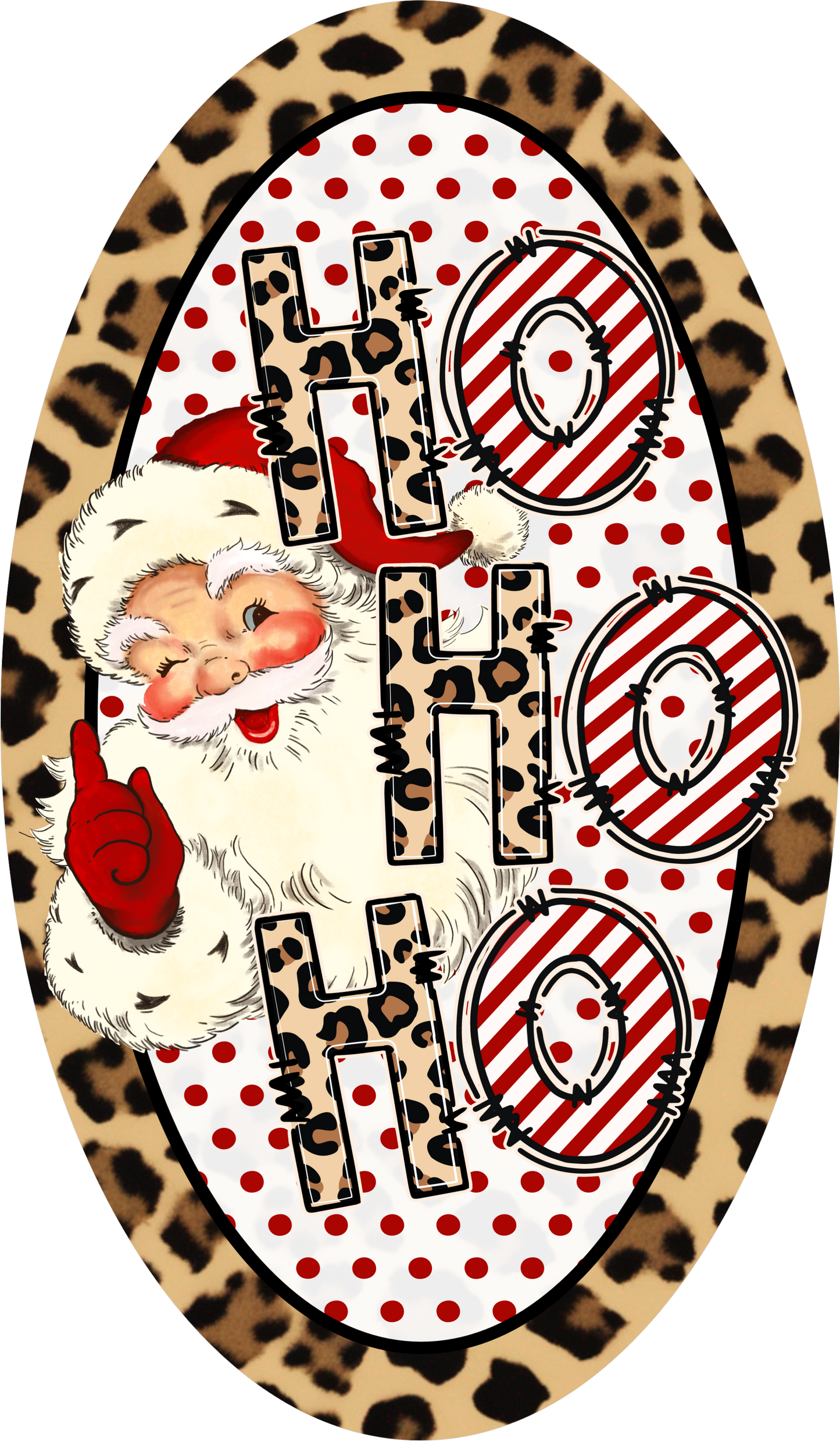 Santa's Ho Ho Ho — Christmas Oval Wreath Sign