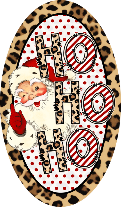 Santa's Ho Ho Ho — Christmas Oval Wreath Sign