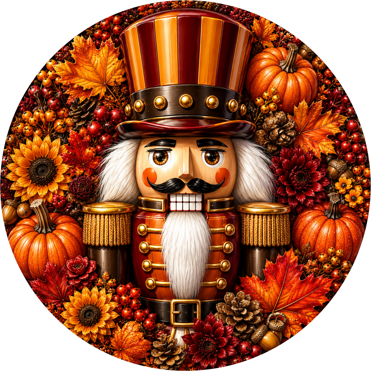 Nutcracker Fall Round Wreath Sign