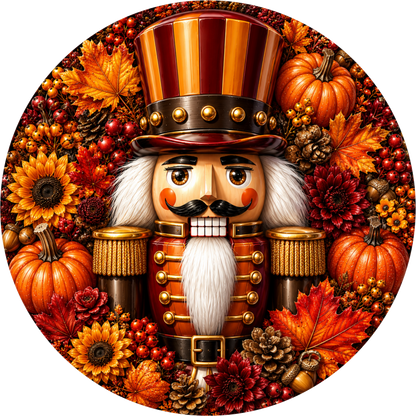 Nutcracker Fall Round Wreath Sign