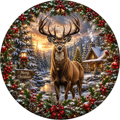 Christmas Buck — Round Wreath Sign
