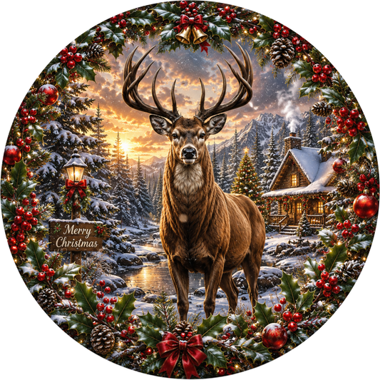 Christmas Buck — Round Wreath Sign