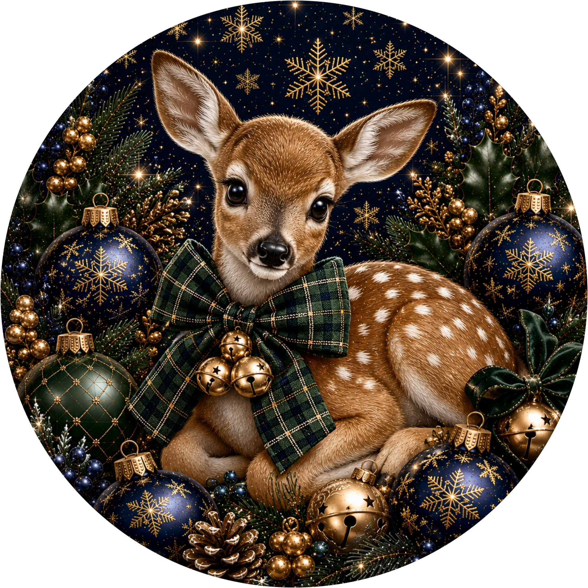 Christmas Doe — Round Wreath Sign