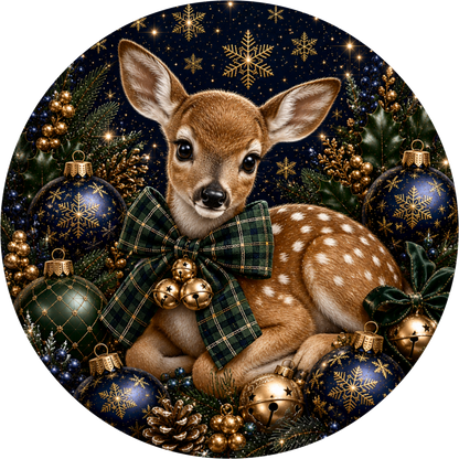 Christmas Doe — Round Wreath Sign