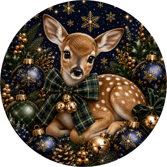 Christmas Doe — Round Wreath Sign