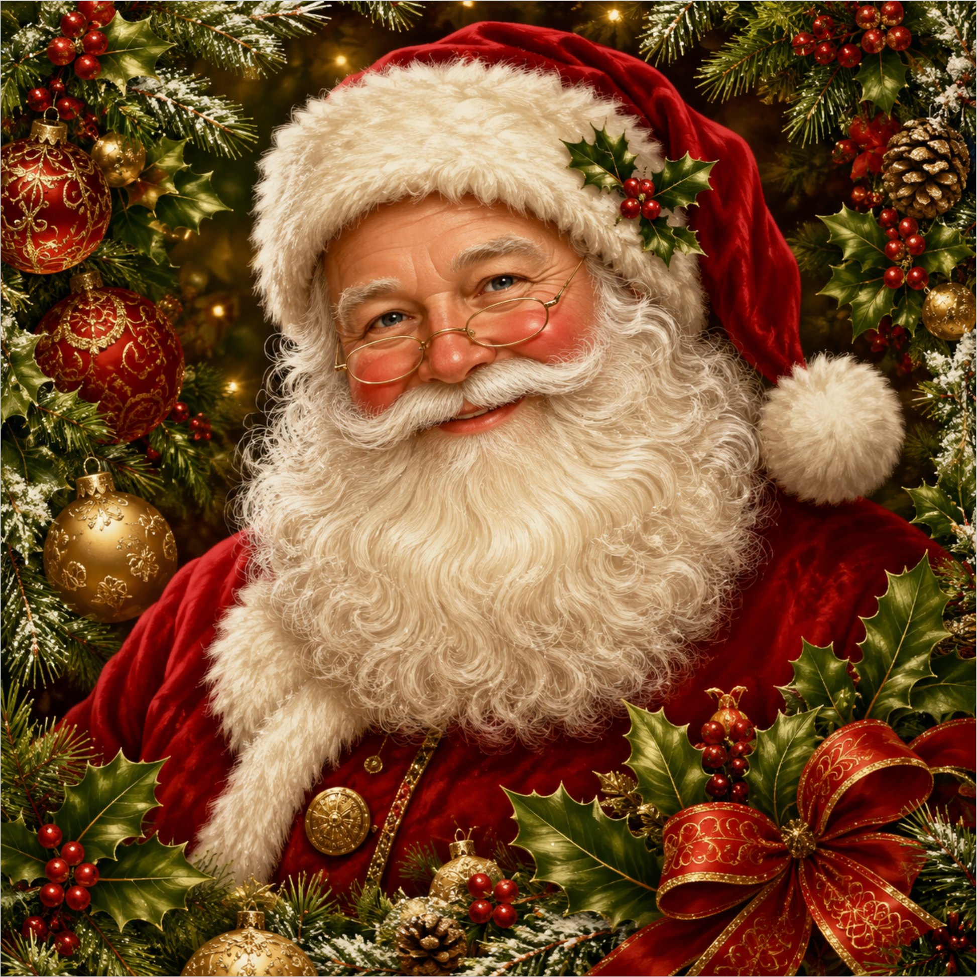Santa — Christmas Square Wreath Sign