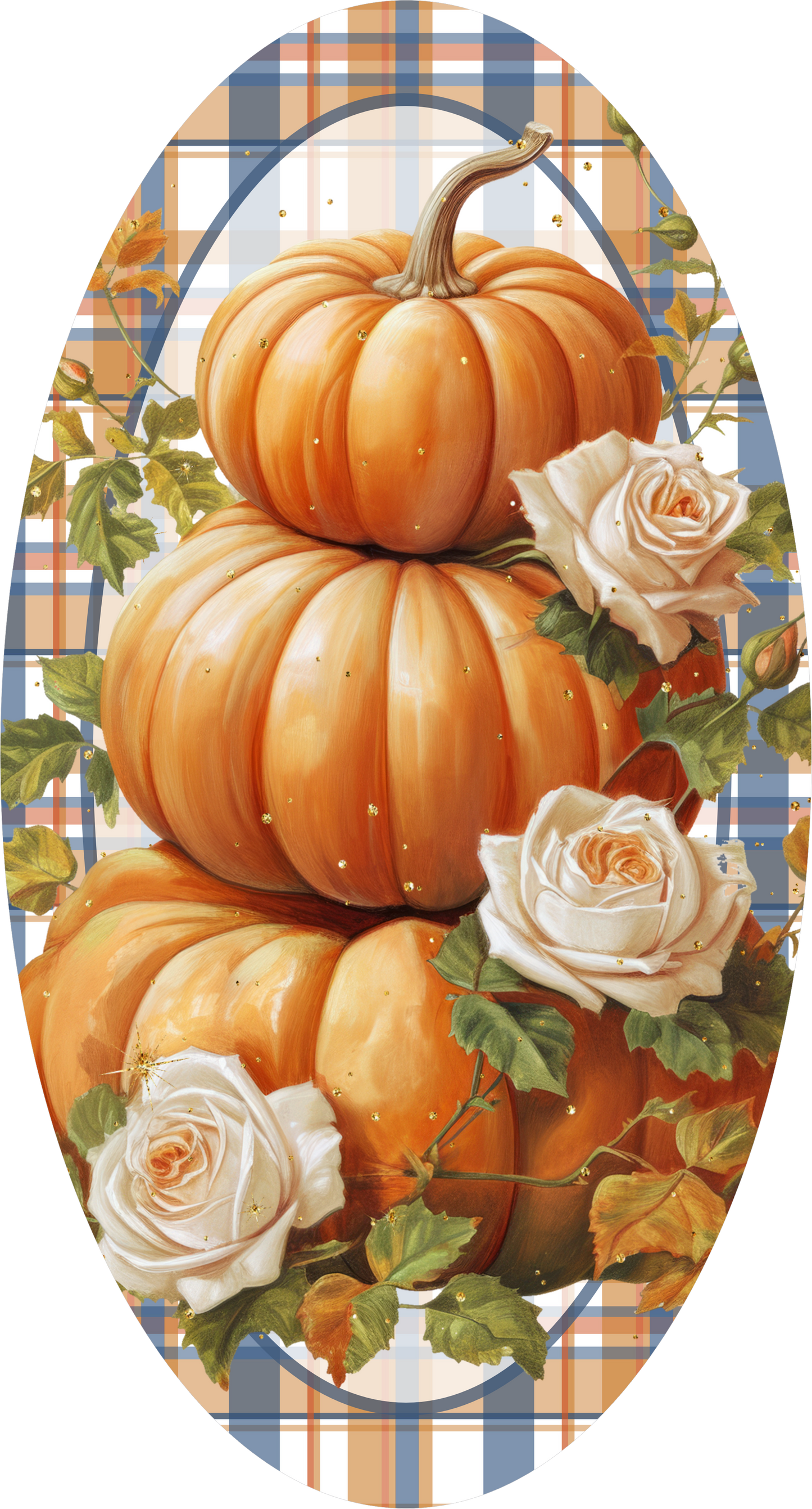 Stacked Pumpkins Oval Wreath Sign