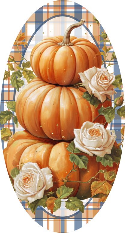 Stacked Pumpkins Oval Wreath Sign