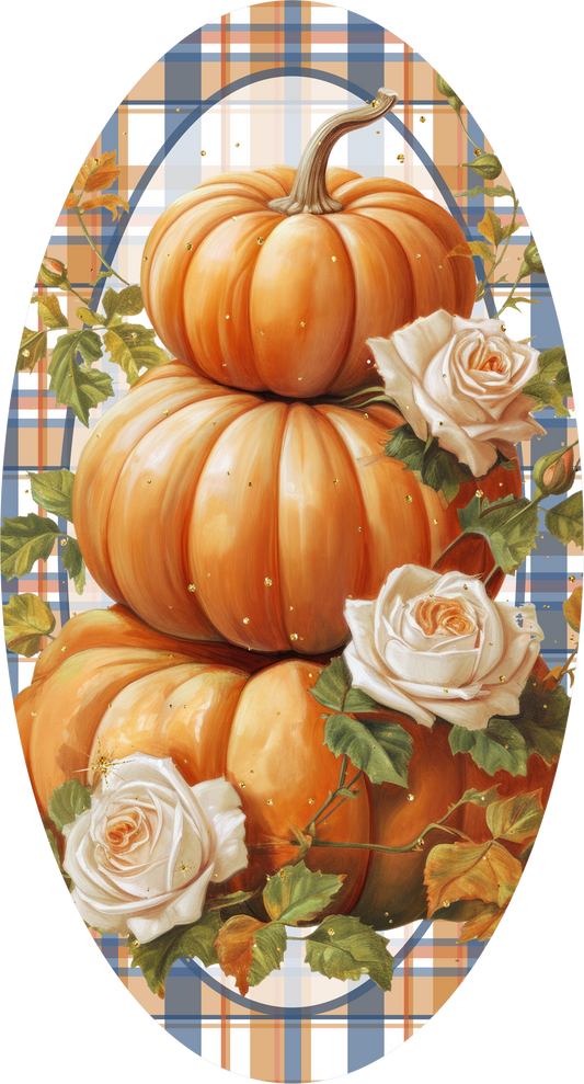 Stacked Pumpkins Oval Wreath Sign