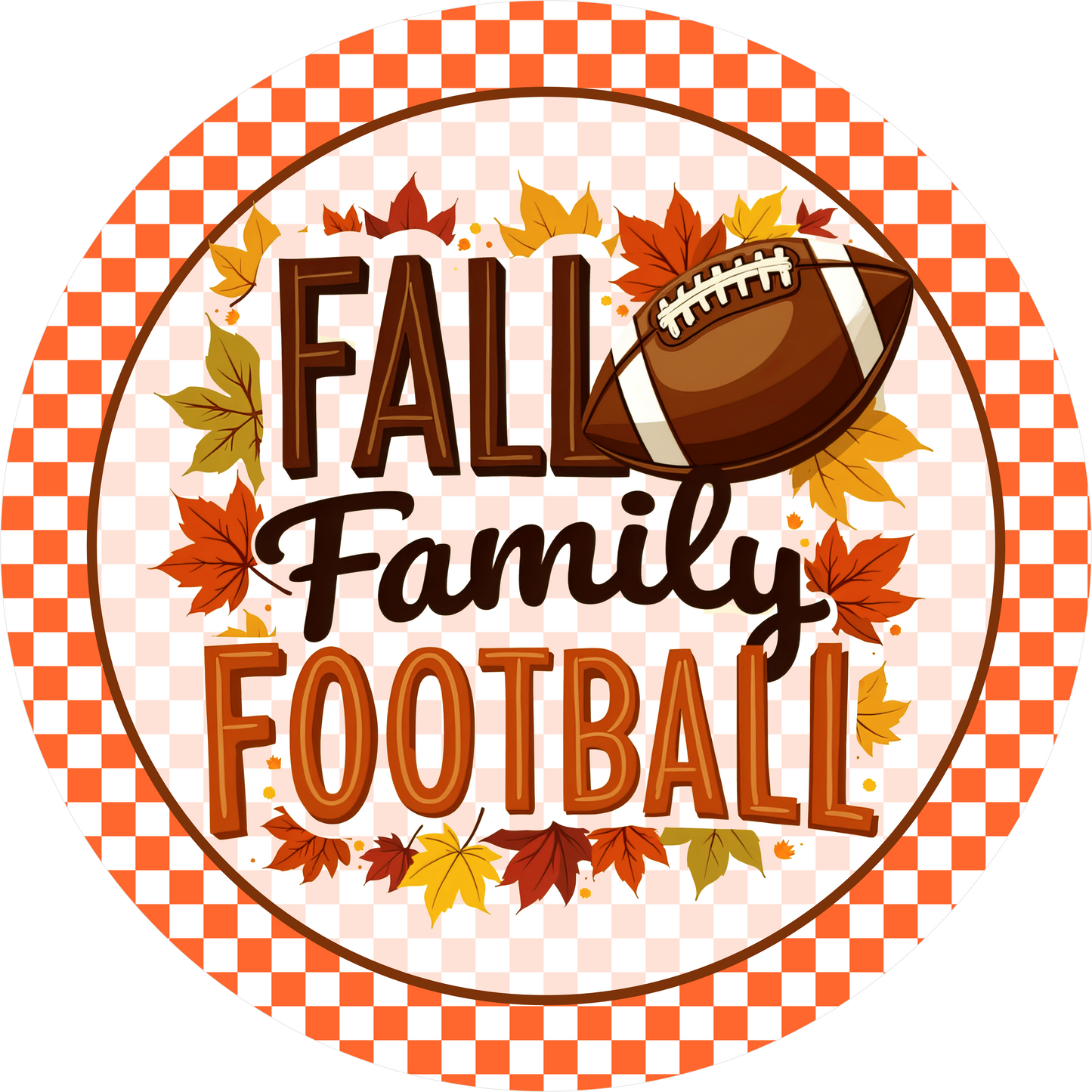 Fall Family Football Round Wreath Sign