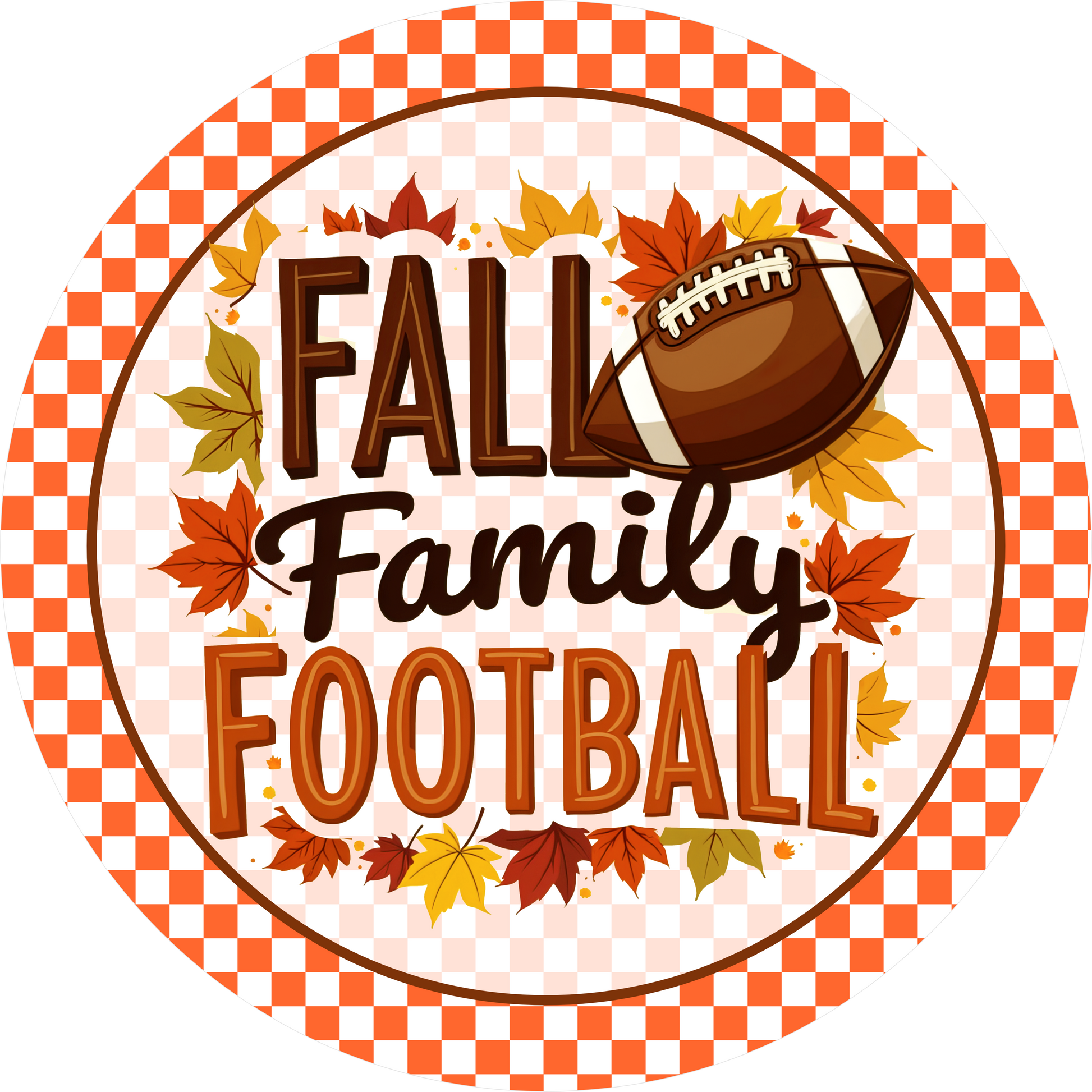 Fall Family Football Round Wreath Sign