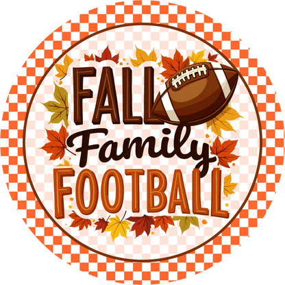 Fall Family Football Round Wreath Sign