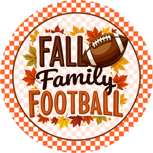 Fall Family Football Round Wreath Sign