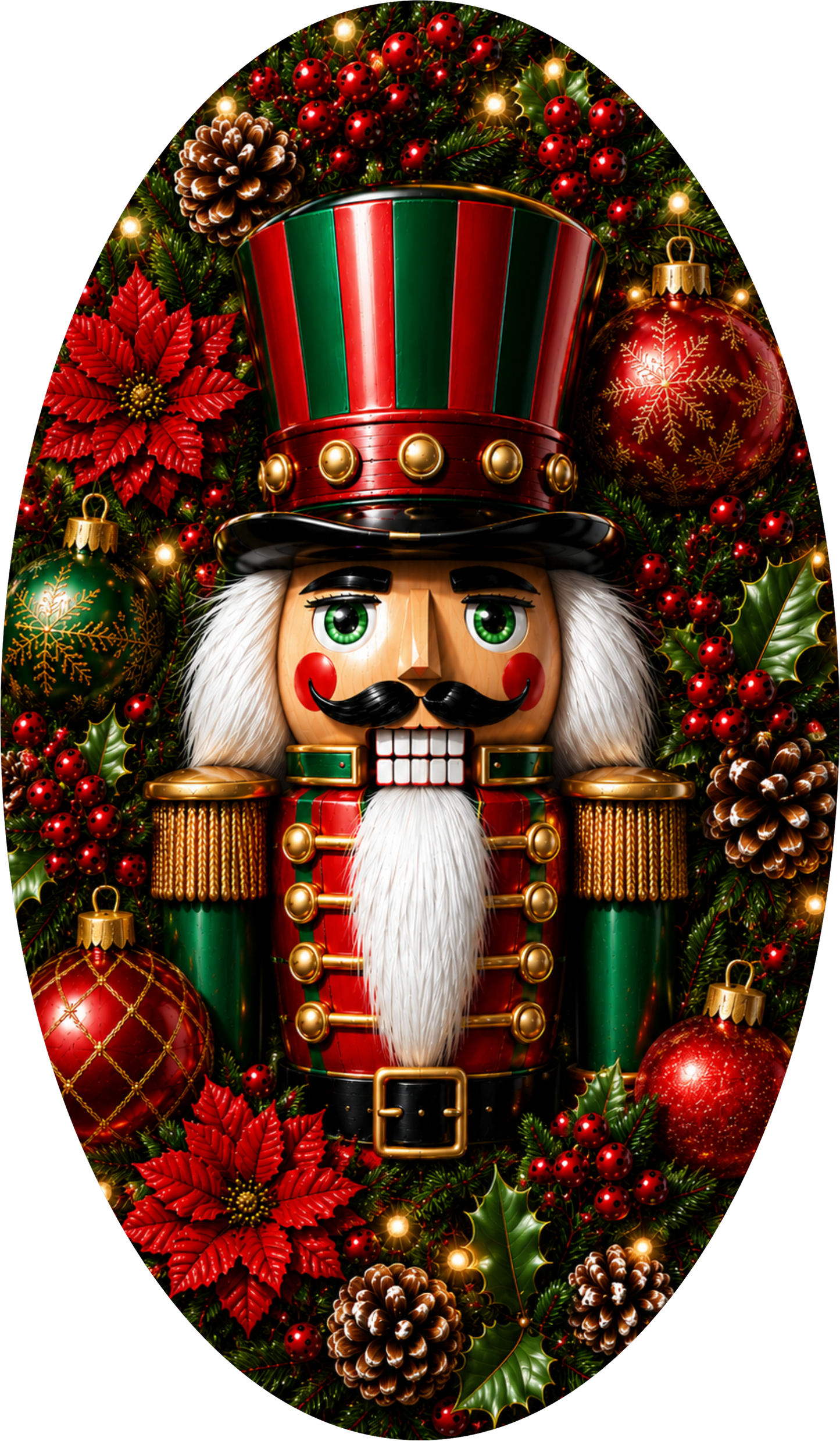 Traditional Nutcracker — Christmas Oval Wreath Sign