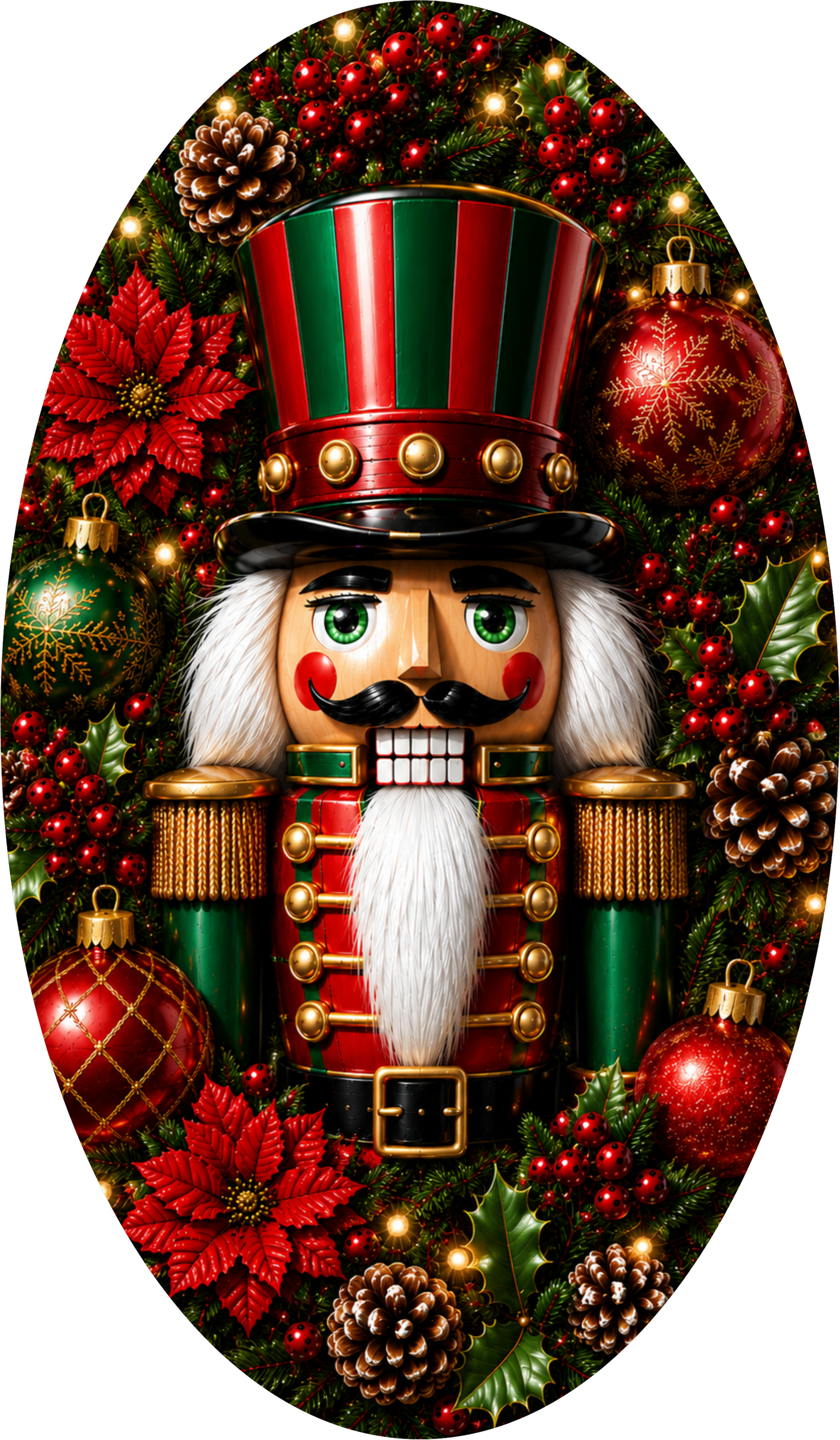 Traditional Nutcracker — Christmas Oval Wreath Sign