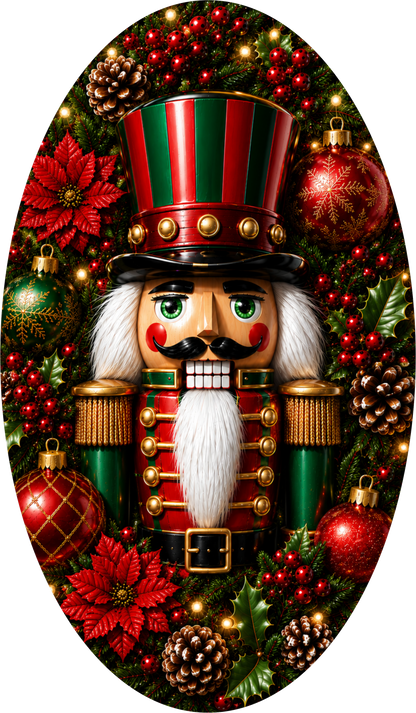Traditional Nutcracker — Christmas Oval Wreath Sign