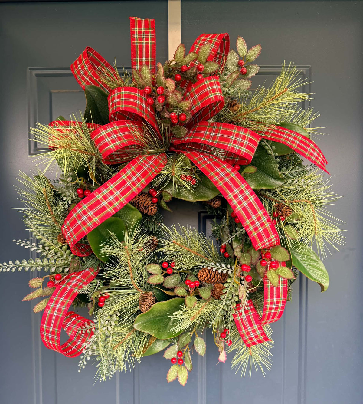 Faux Mixed Greens Traditional Christmas Wreath