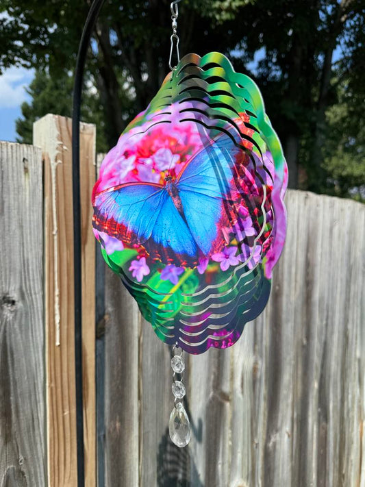 Blue Butterfly Wind Spinner
