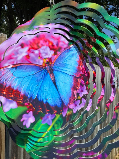 Blue Butterfly Wind Spinner