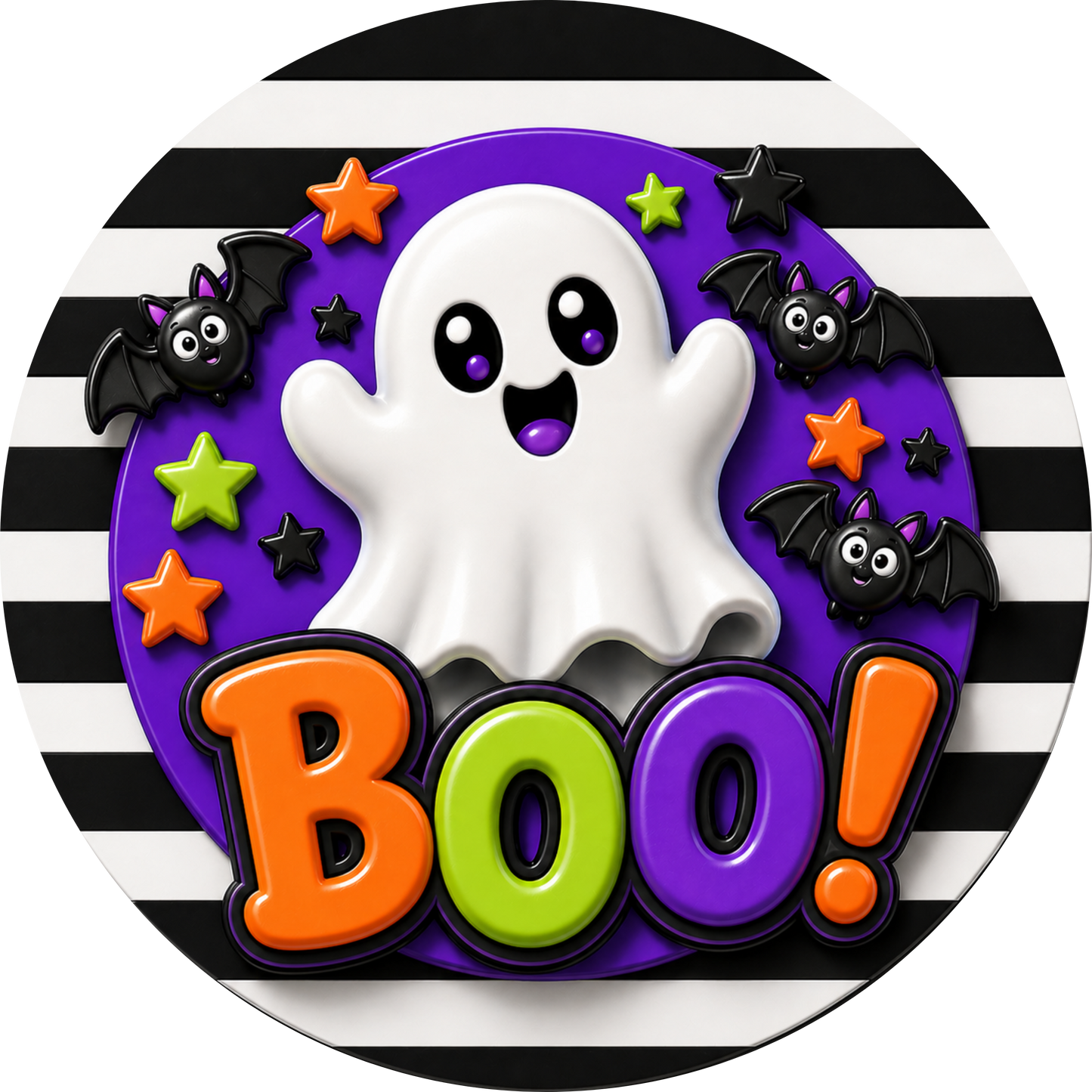Ghost Boo Bats Stars Stripes Halloween Wreath Sign